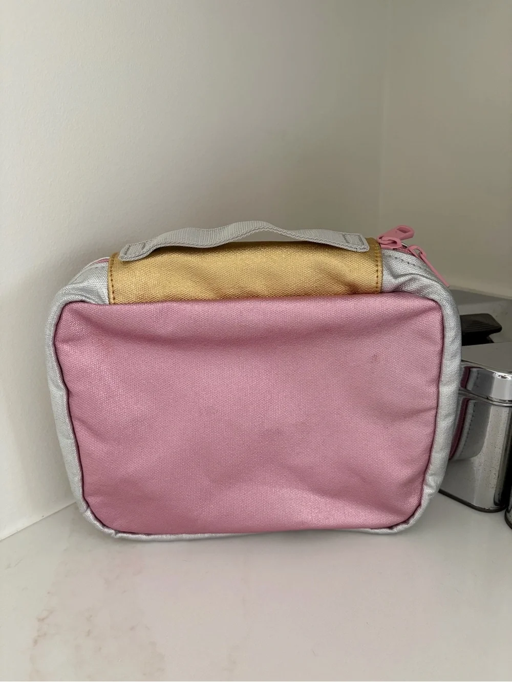 STATE Pink Metallic-Trim makeup bag